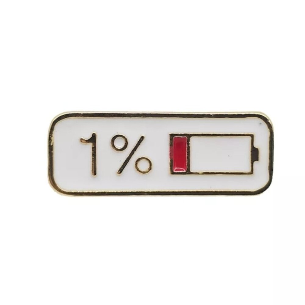 Electricity 1% Enamel Pin Metal Pin Red and White 1% Battery People